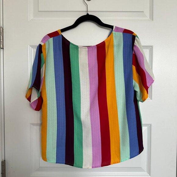 NWT Lulu's Candy Dreams Multi Striped Short Sleeve Top in Multi Striped - Picture 4 of 4